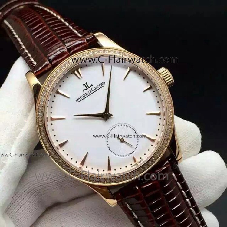 Replica Jaeger-LeCoultre Rose Gold Diamond Bezel Swiss Watch